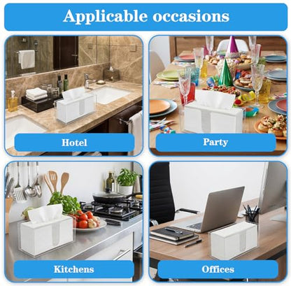 2 Pack 10.8 Inch Clear Acrylic Paper Towel Holder Countertop Napkin Dispenser for Z-fold C-fold MultiFold Trifold Paper Towels, Kitchen Bathroom Restaurant Office Use