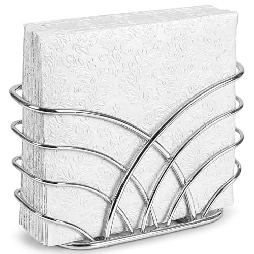 Napkin Holder for Table, Silver Iron Upright Paper Dispenser - color: Q - Luncheon Napkin Holder - Silver, size: Luncheon Napkin Holder