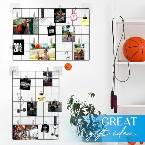 CIKLCIX Wire Wall Grid Panel Set of 2, Photo Display Board & Memo Board - color: Black, size: 2 Pack
