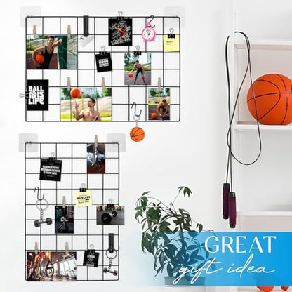 CIKLCIX Wire Wall Grid Panel Set of 2, Photo Display Board & Memo Board - color: Black, size: 2 Pack