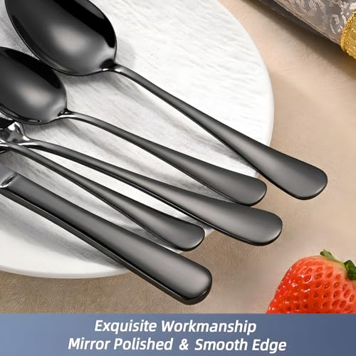 40-Piece Black Silverware Set, Stainless Steel Flatware Set Service for 8 - color: Black, size: 40-Piece
