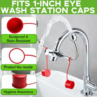 4 Pack 1 in Tethered Dust Covers Emergency Eye Wash Station Caps
