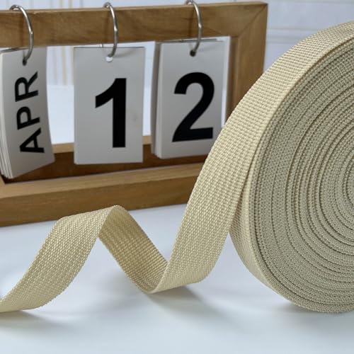 3/4 Inch Beige Polypropylene Webbing Straps 15Yds for Sewing - color: Beige, size: 15