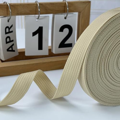 3/4 Inch Beige Polypropylene Webbing Straps 15Yds for Sewing - color: Beige, size: 15