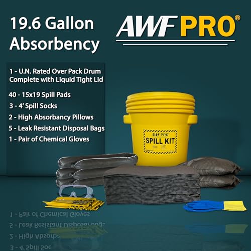 AWF PRO 20 Gallon Universal Spill Kit, 59 Pieces - size: Universal Spill Kit