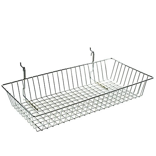 Azar Displays 300625-2pack Wire Basket, Chrome, Large (Pack of 2) - size: 21.75"W X 5 "H