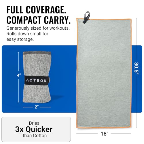Acteon Gym Towels 5 Pack, Microfiber Quick-Dry Sweat Towels for Men & Women - color: Heather Grey, size: Pack of 5