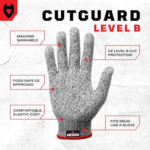 NoCry Premium Cut Resistant Gloves Food Grade — 100% Food Safe — Level 5 Meat Cutting Glove for Chefs & Butchers — Perfect Mandoline Glove or Oyster Shucking Gloves with Superior Comfort & Dexterity - color: Original (Grey), size: X-Large