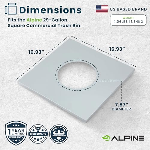Alpine Circle Lid Industries 29 Gallon Sturdy Steel Cube Recycling Container, Square Opening - 3 Color Cans Available Sold Separately (Lid Circle Opening) - color: Lid Circle Opening