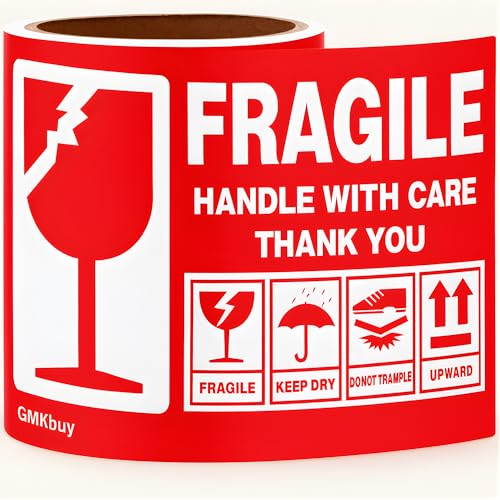 4 x 6 Inch – 100 Large Fragile Stickers for Shipping & Moving – Easy Tear, Permanent Adhesive, Handle with Care Stickers for Shipping Box, Carton, Parcel, Package, Pallet & More - size: 4" x 6" - 100 Labels