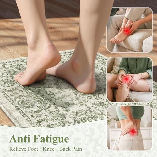 KIMODE Kitchen Mats for Floor Cushioned Anti Fatigue 2PCS Kitchen Rugs - color: Sage Green, size: 17"x29.5"+17"x47"--0.47 inches