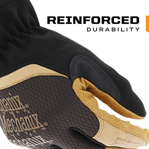 Mechanix Wear: Durahide Leather FastFit Work Glove with Elastic Cuff for Secure Fit - size: Large