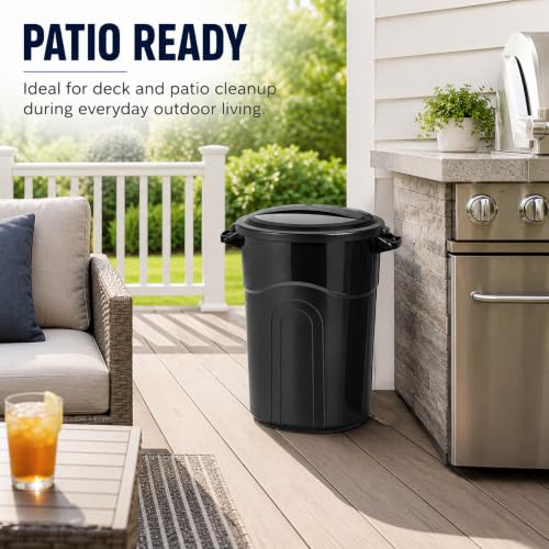 20 Gallon Commercial Garbage Can, Heavy Duty Plastic Trash Bin with Lid - size: 20 Gallon Round