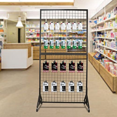 NectaCol 2 Packs 3'x 6' Two-Double Gridwall Panel Display Racks with Sturdy T-Base, Black Grid Wall Panels Display Stand, Display Rack Craft Show, Art Display Stand - size: 2 Packs 3'x 6' with T-Base