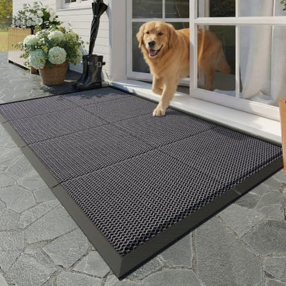 Front Door Mat Outside Entrance, Dirt Trapper Woven Mesh 31"x47" Grey - size: 31"x47"