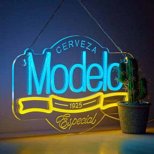 Model Neon Sign for Wall Décor Beer Light Up Signs Cerveza Neon for Bar Man Cave Pub Home Store Party Club Bistro Neon Beer LED Lights Decor Gifts - color: Blue
