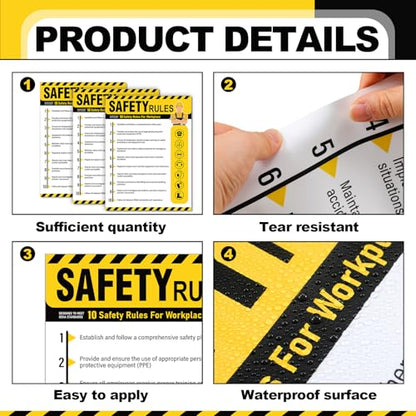3 Pcs Workplace Safety Rules Poster, Safety Rules - style: Safety Rules