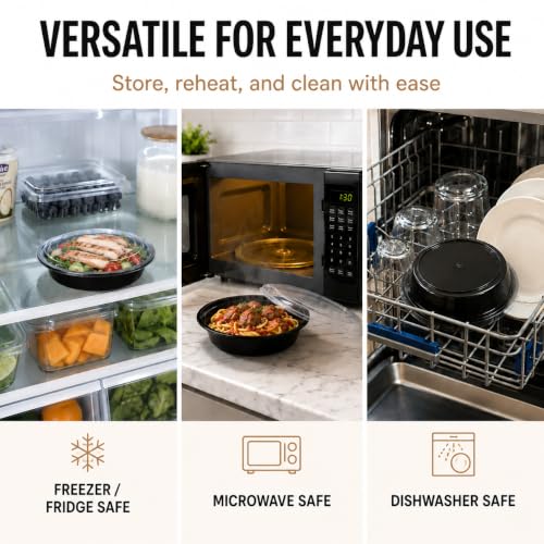 Glotoch Reusable Round Meal Prep Containers Bowls with Lids, 16 oz, 50 Pack - color: 16OZ-50Pack
