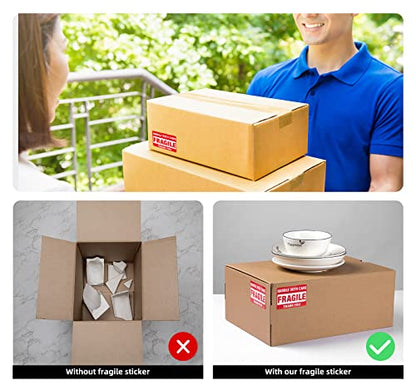3 x 2 Inch Handle with Care 500 Fragile Stickers for Shipping Moving Glass Permanent Adhesive Commercial Grade Fragile Labels (1 Roll, 500 Labels) - size: 3" x 2", style: 1 Roll - 500 PCS