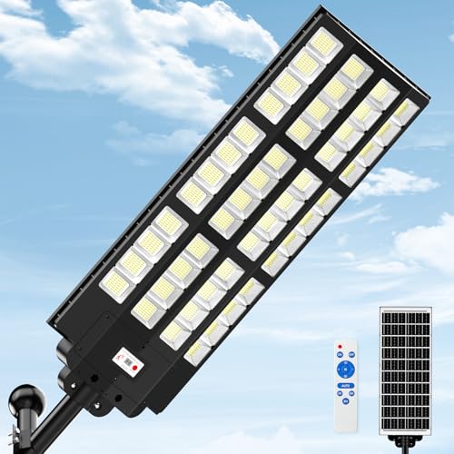 15000W Large Solar Street Lights Outdoor Waterproof, Heavy Duty Solar Parking Lot Lights with Remote Control and Motion Sensor, Pole or Wall Mount, for Outside Commercial Yard Driveway Garage - size: L 1 PACK
