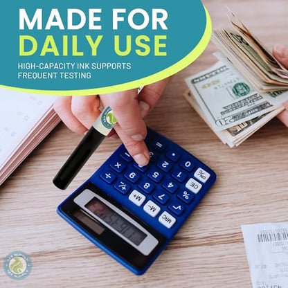 Counterfeit Money Detector Pen (5 Pack) - Upgraded Chisel Tip Fake Bill Marker & Checker for US Currency Paper Cash Verification