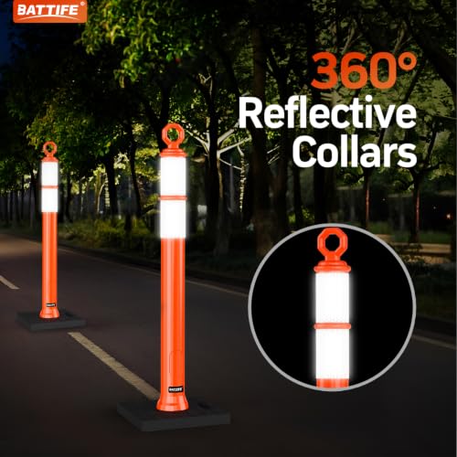 BATTIFE 8 Pack 36 Inch Traffic Delineator Posts with Base, Orange - size: 36 Inch