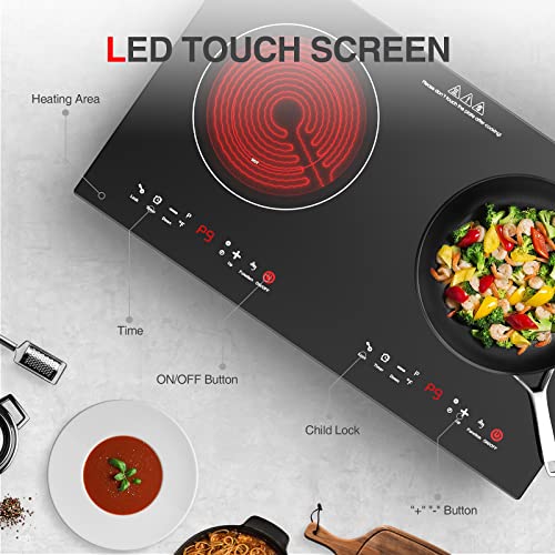 Electric Cooktop 2400W Electric Stove 2 Burner 24" Hot Plate Double Burner - color: 2 Burner Electric Cooktop