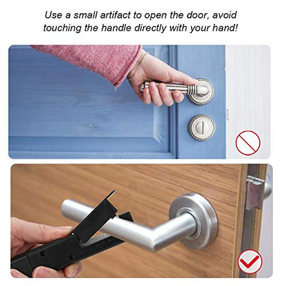 Dioche No-Touch Door Opener, Contactless Safety Door Opener, Elevator Press Stick Button Pusher Tool, Easy to Carry (Black, ABS)