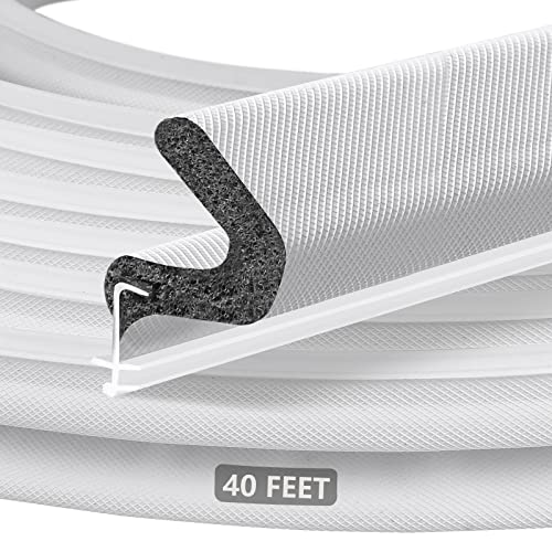 Litaibai 40 ft Kerf Weather Stripping Door Seal for Exterior Doors, White - color: White, size: 40 Feet