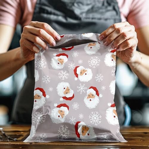 10x13 (100) Christmas Poly Mailers - Santa Claus Designer Poly Mailers Self Sealing Shipping Envelopes Holiday Premium Printed Bags For Small Businesses - color: Santa, size: 10x13