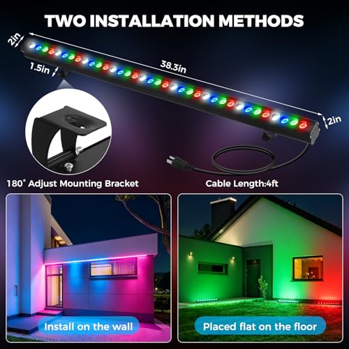2Pack RGBW Wall Washer Lights 100W Outdoor LED Light Bar