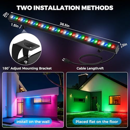 2Pack RGBW Wall Washer Lights 100W Outdoor LED Light Bar