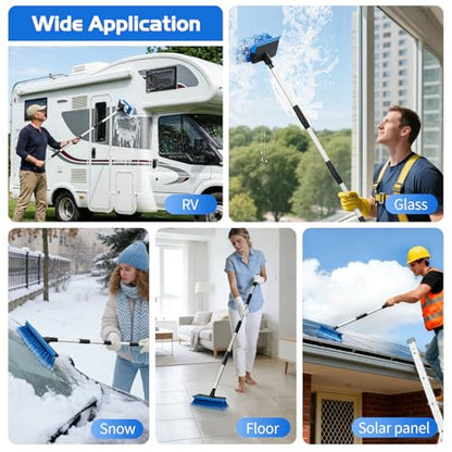 Ordenado 56" Car Wash Brush with Long Handle, Soft Bristle& Rubber Squeegee - color: Blue