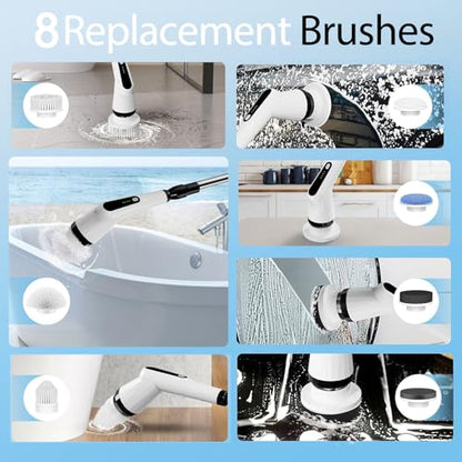 Dreazu - Replaceable Brush Heads - Scrubber Brush for Bathroom, Kitchen, Tile Grout, Bathtub, Shower, Sink, Toilet & Car Cleaning - color: Black & White