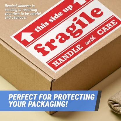 Fragile Labels, 4 x 6 inch, 300 Count - color: Fragile This Side Up - Red/White, size: 1 Roll