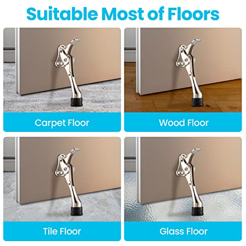 Chumia 12 Pcs Heavy Duty Door Stoppers 5.2 Inch One Touch Adjustable Kickdown Door Stoppers Metal Doors Kickstand with Rubber Tips Easy Pedal