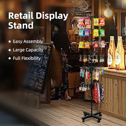 7-Tier Rotating Display Rack, 360° Heavy-Duty Spinning Merchandiser for Retail Stores & Showrooms, Movable Floor Gondola for Clothing, Shoes & Accessories