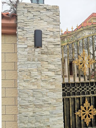 Dusk to Dawn Outdoor Wall Sconce, Waterproof Exterior Light Fixture - color: Cylinder (Black A - Dusk to Dawn )