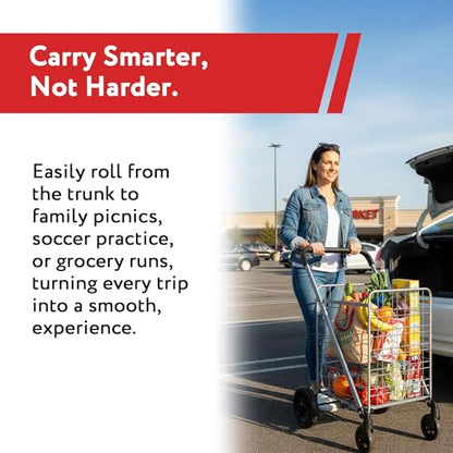 dbest Products Cruiser Cart Deluxe 2 - Foldable Shopping Cart with Wheels & Brake System - Heavy Duty Collapsible Utility Cart for Groceries & Laundry - Holds 100 lbs - Silver, Alloy Steel - color: Silver, style: Deluxe 2
