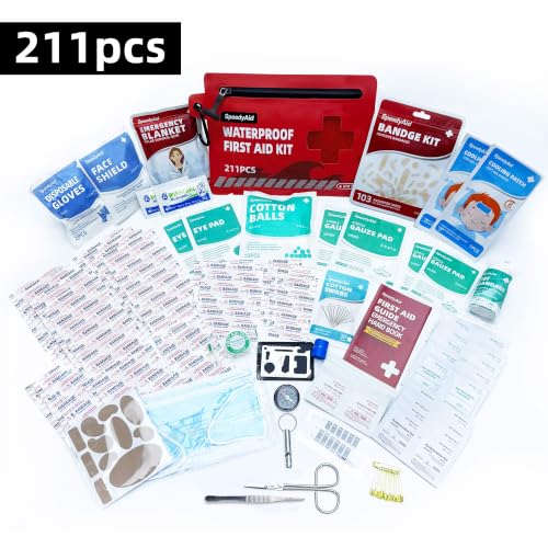 211 PCS Waterproof First Aid Kit, Emergency Supplies for Hiking & Boating