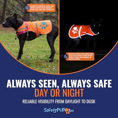 Blaze Orange Dog Vest. Reflective High Visibility in Hunting & Wooded Areas - size: Medium