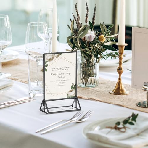 5x7 Black Picture Frame Acrylic Sign Holder,Wedding Table Numbers - color: 5X7-Gold-3 Pack