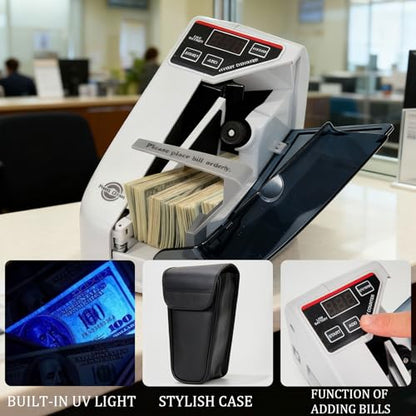 WINB Money Counter Machine with UV Counterfeit Detection - Portable Cash Counter Machine, 600 Notes/Min High-Speed Money Counting Machine for Bills & Currency