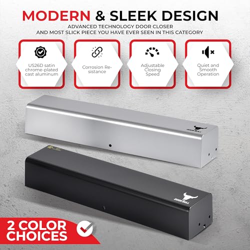 The Door Bull Series 8000 Commercial Grade 1 Hydraulic Door Closer - size: DC8016 Series, style: Silver
