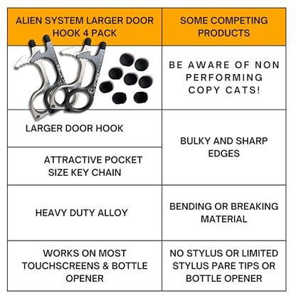 No Touch Door Opener Tool 4 Pack - Larger Hook, Stylus & Bottle Opener - color: Silver Pearl + Gun Grey + Gold + Rose Gold