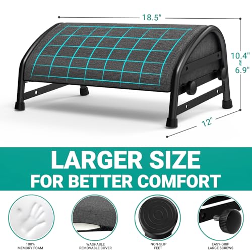YEASHEIN Adjustable Foot Rest for Under Desk at Work, Ergonomic Foot Stools - color: Gray