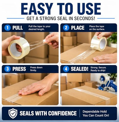 Packing Tape, Clear, 1.8 Inch x 55 Yards, Heavy Duty, Strong Adhesive, for Shipping, Storage, and Moving Box Sealing, 6-36 Rolls (30 Pack)