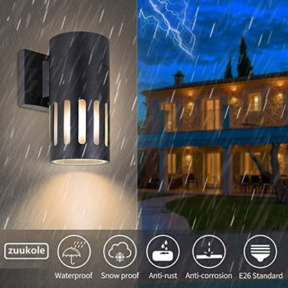 Outdoor Wall Sconce, Waterproof Exterior Lighting Fixture - color: Cylinder (Black B)