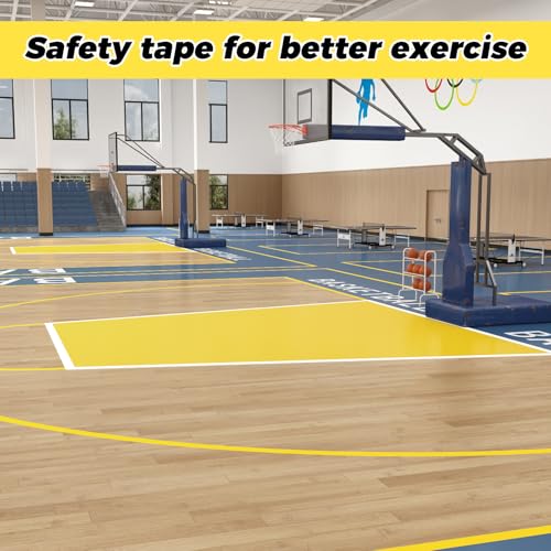 SWRT 2" x 110FT Yellow Floor Marking Tape and Dance Splicing Tape, Caution Gym Floor Tape Warning Safety Stripe Tape for Floor Marking, Athletics, School, Restaurants, Equipment and More