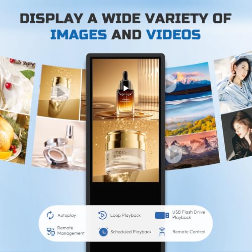43 Inch Digital Signage Kiosk, 4K Touchscreen Floor Standing Advertising Display with IPS LCD Screen, Android OS and Auto Media Player - size: 43''_touchscreen